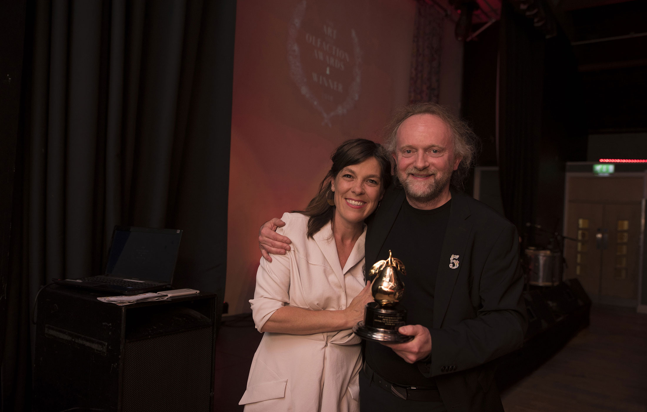 Saskia Wilson-Brown and Peter de Cuper at the Art and Olfaction Awards, Photo by Marina Chichi